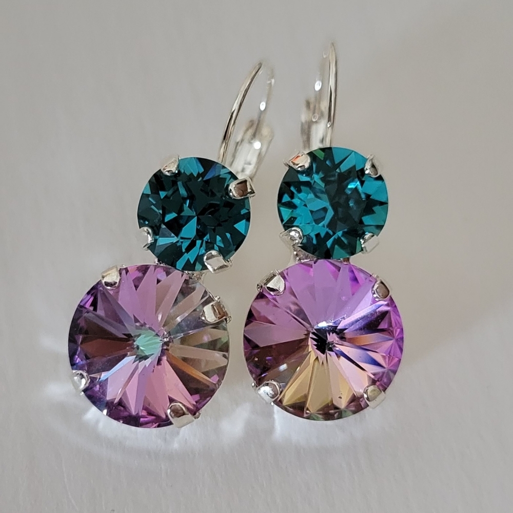 Austrian Crystal Earrings in Shiny Silver